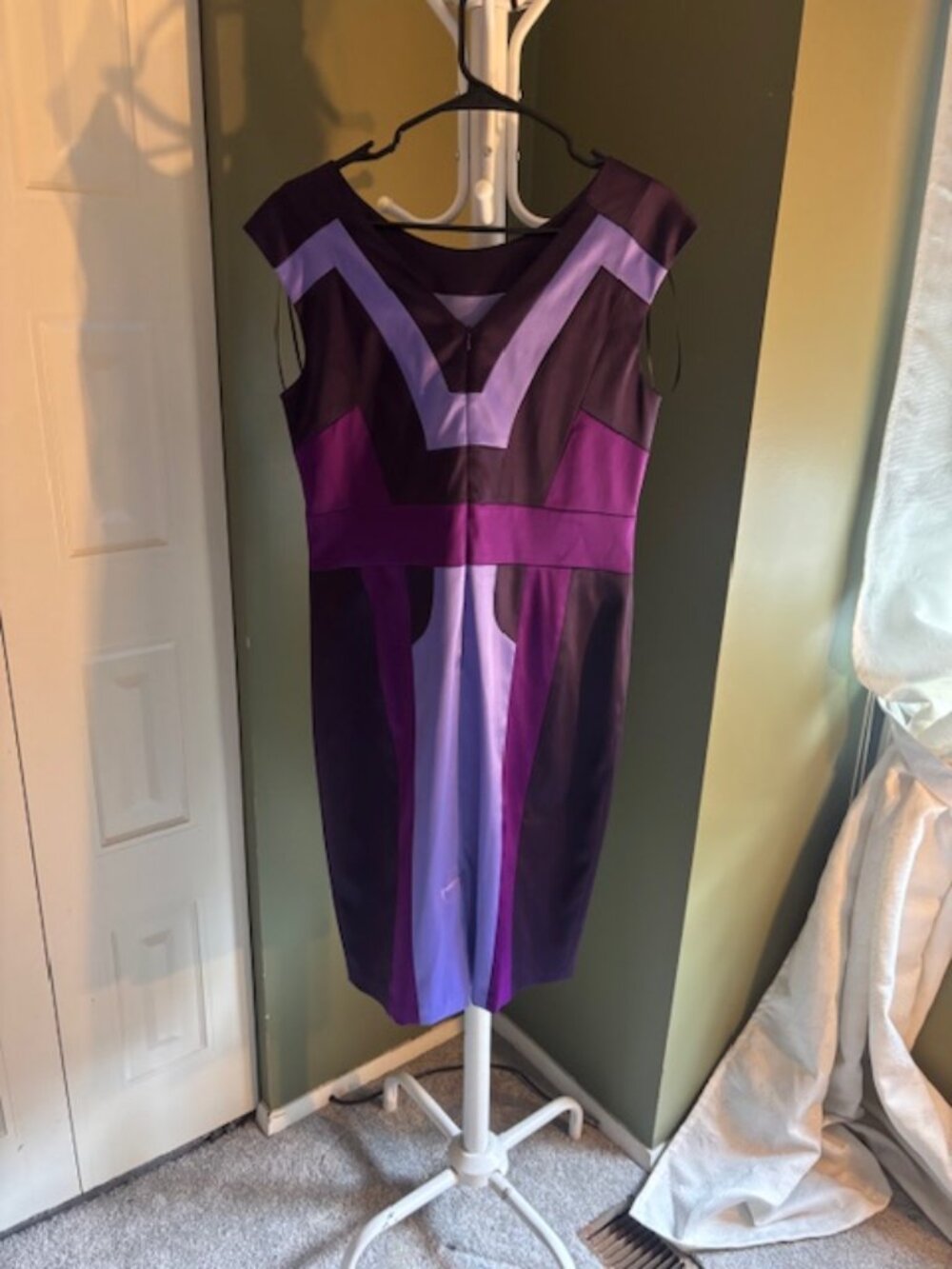 Unique Purple & Lavender Color Block Shift Dress